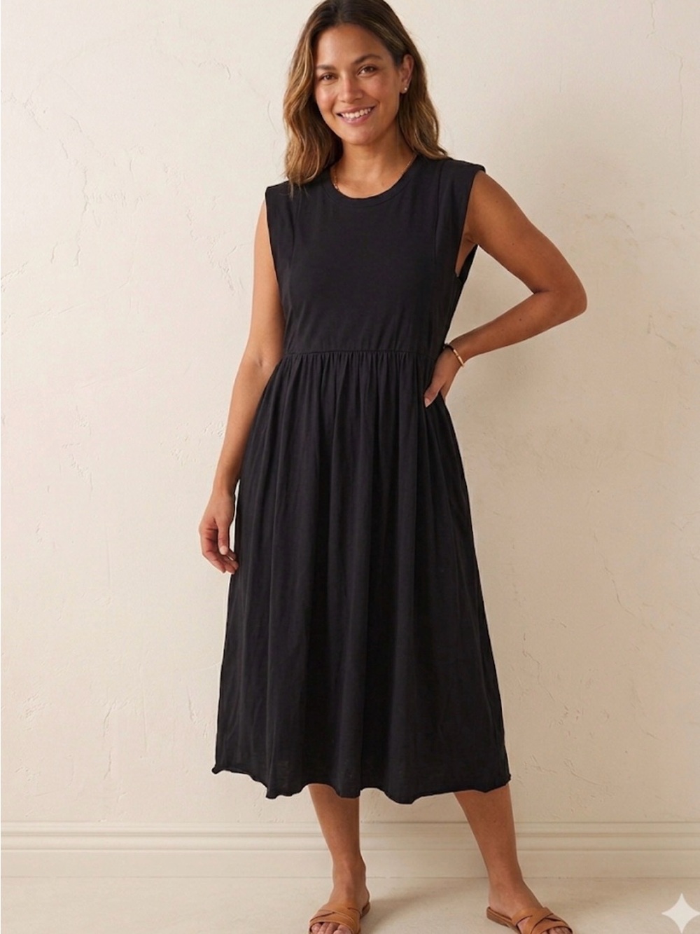 Kaffe Curve Black Sleeveless Midi Dress